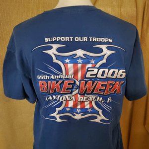 2006 Bike Week Troops Tribal USA colors Blue T Shirt